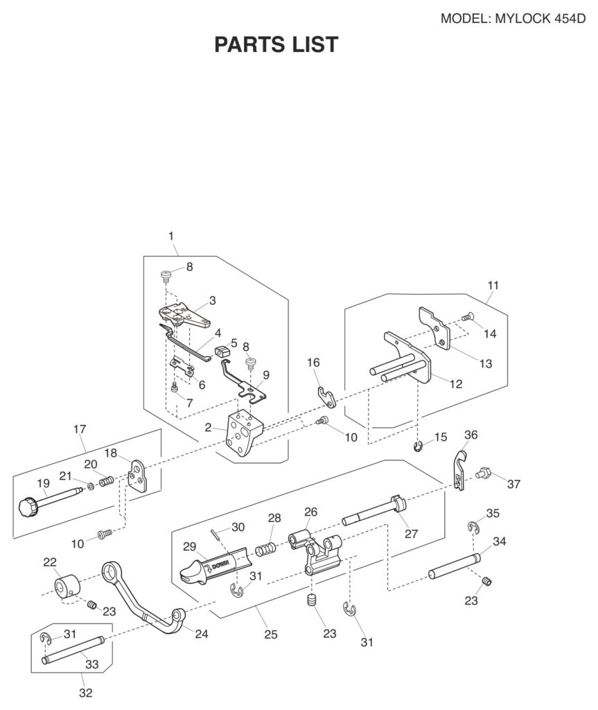Janome 454D exploded schematic diagram (page 12)