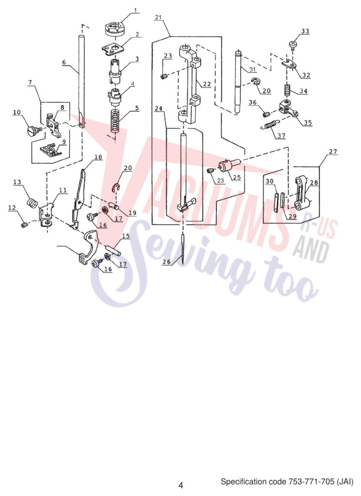 Janome 4618LE exploded schematic diagram (page 5)