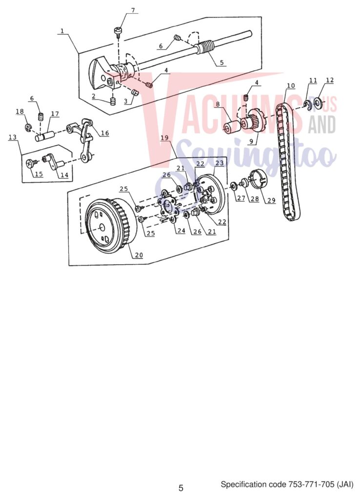 Janome 4618LE exploded schematic diagram (page 6)