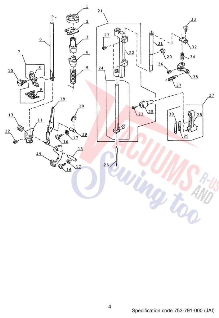 Janome 4623LE exploded schematic diagram (page 5)