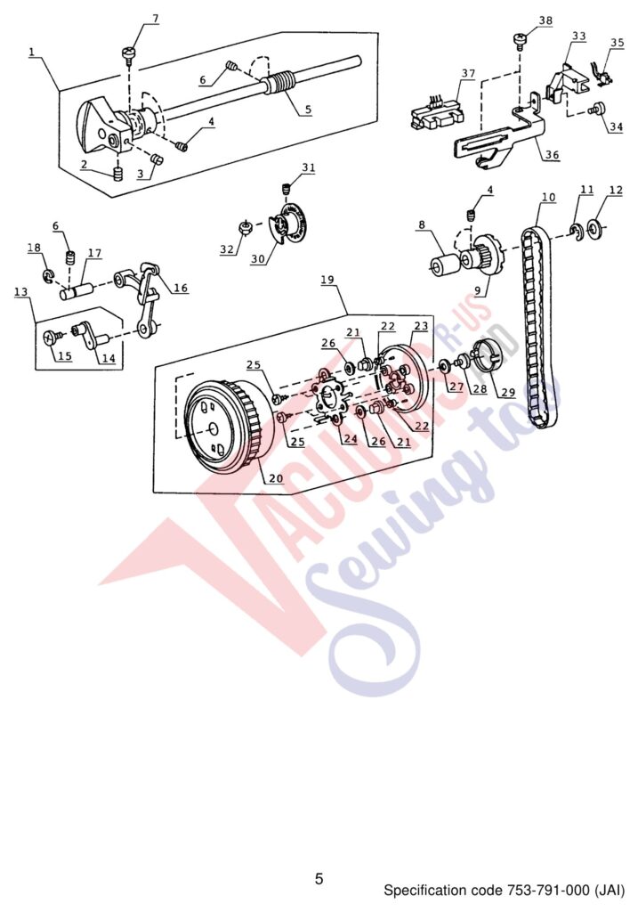 Janome 4623LE exploded schematic diagram (page 6)