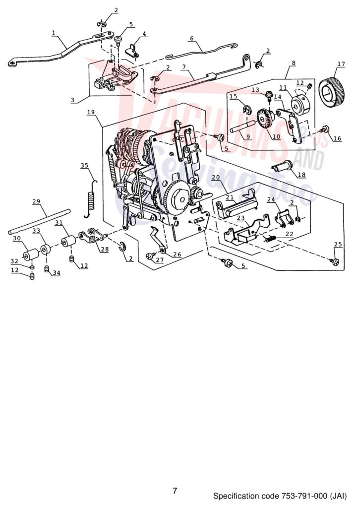 Janome 4623LE exploded schematic diagram (page 8)