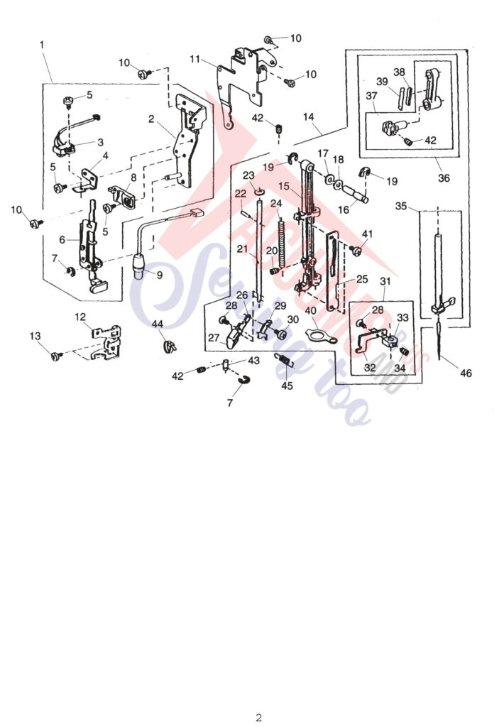 Janome 4800 exploded schematic diagram (page 2)