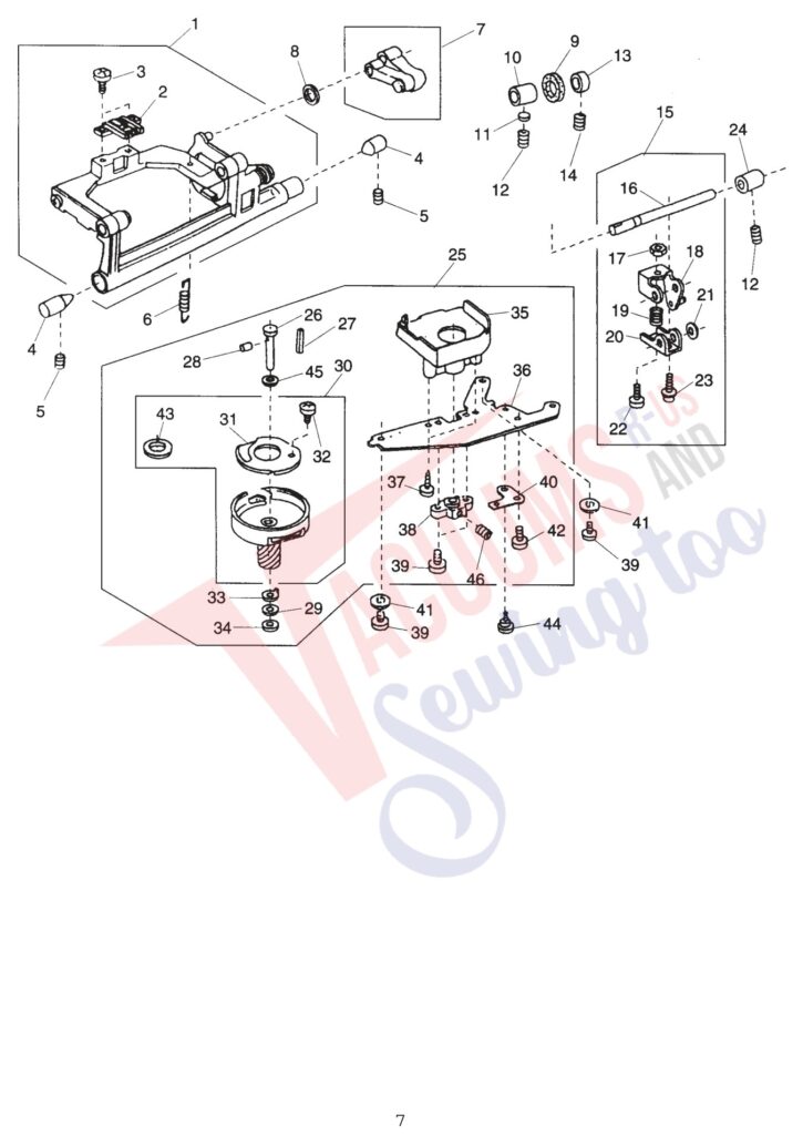 Janome 4800 exploded schematic diagram (page 7)