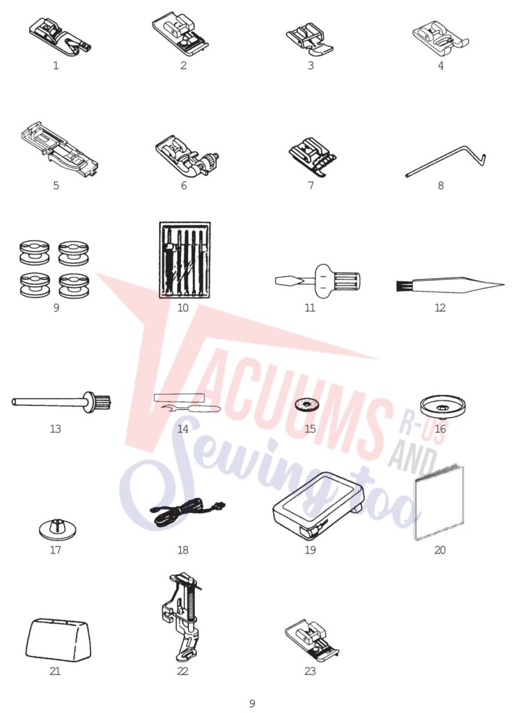 Janome 4800 exploded schematic diagram (page 9)
