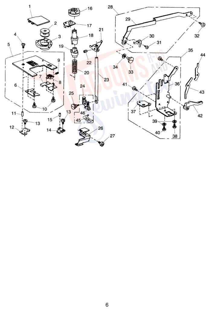 Janome 4800QC exploded schematic diagram (page 6)