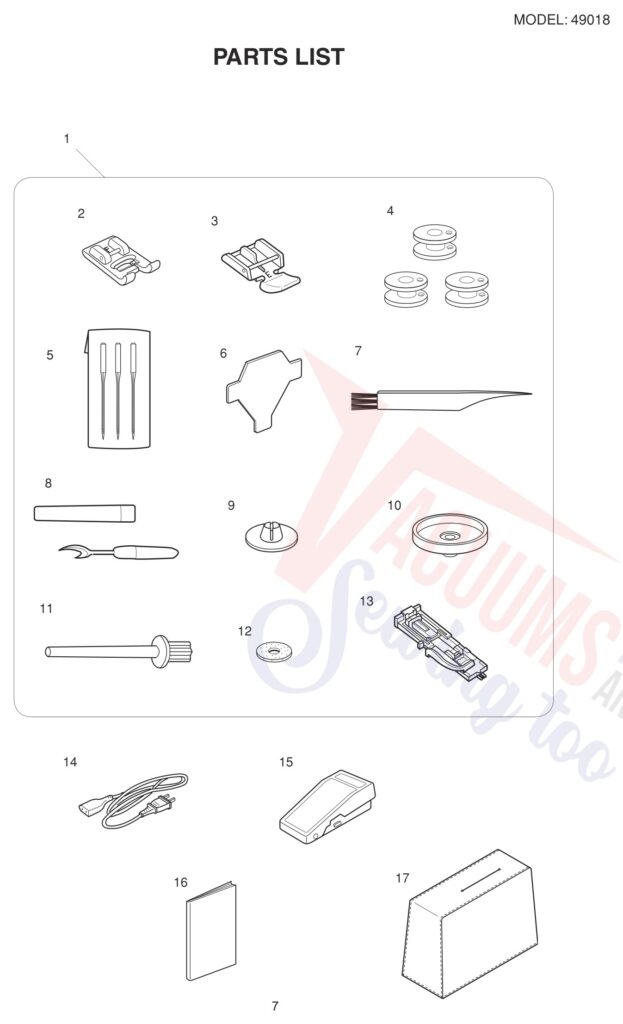 Janome 49018 exploded schematic diagram (page 7)