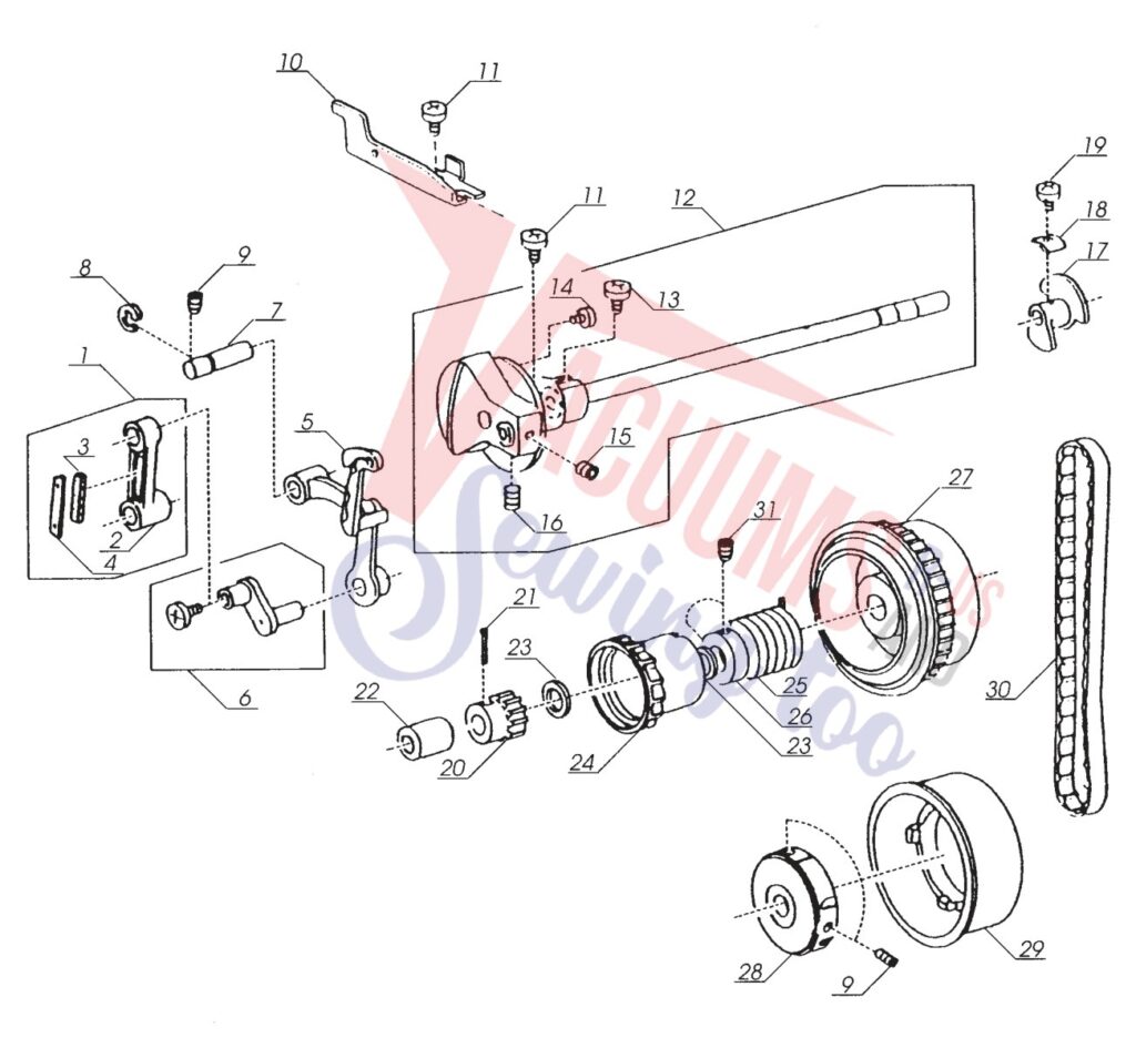 Oreck 5000 exploded schematic diagram (page 7)