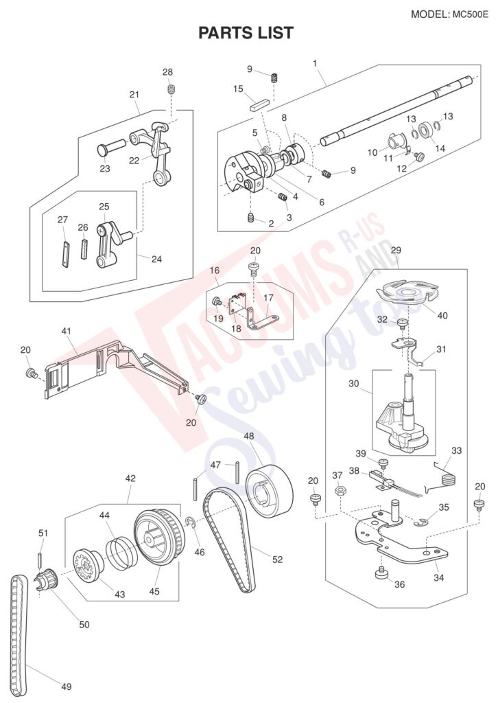 Janome 500E exploded schematic diagram (page 6)