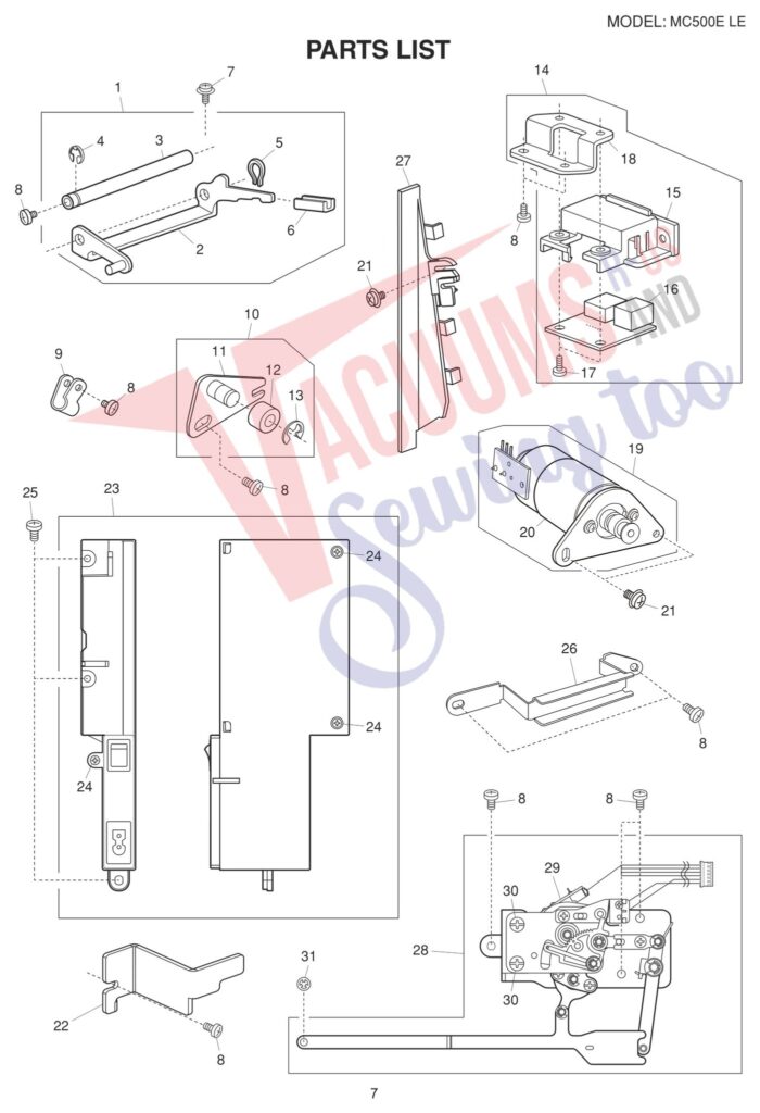 Janome 500ELE exploded schematic diagram (page 7)