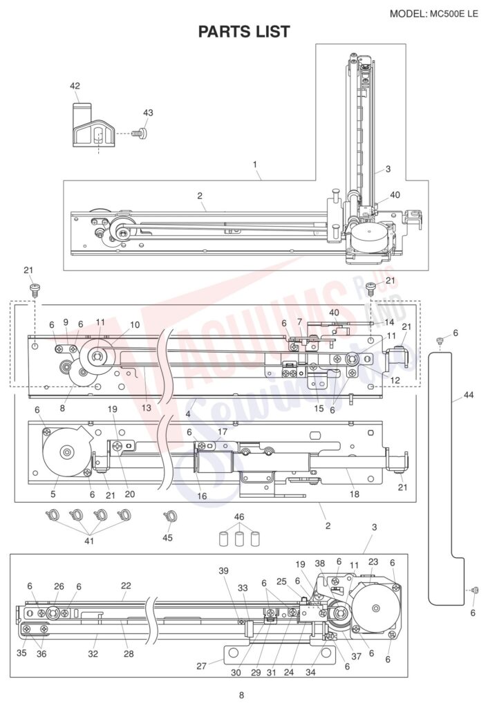 Janome 500ELE exploded schematic diagram (page 8)