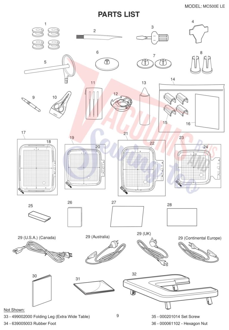Janome 500ELE schematic page 9 preview