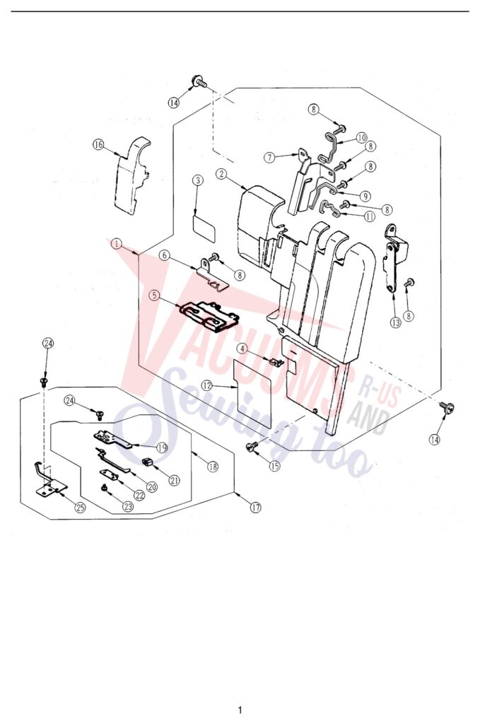 Janome 504D exploded schematic diagram (page 1)