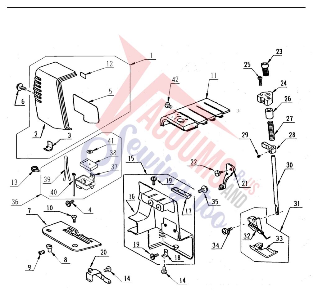 Janome 504D exploded schematic diagram (page 10)