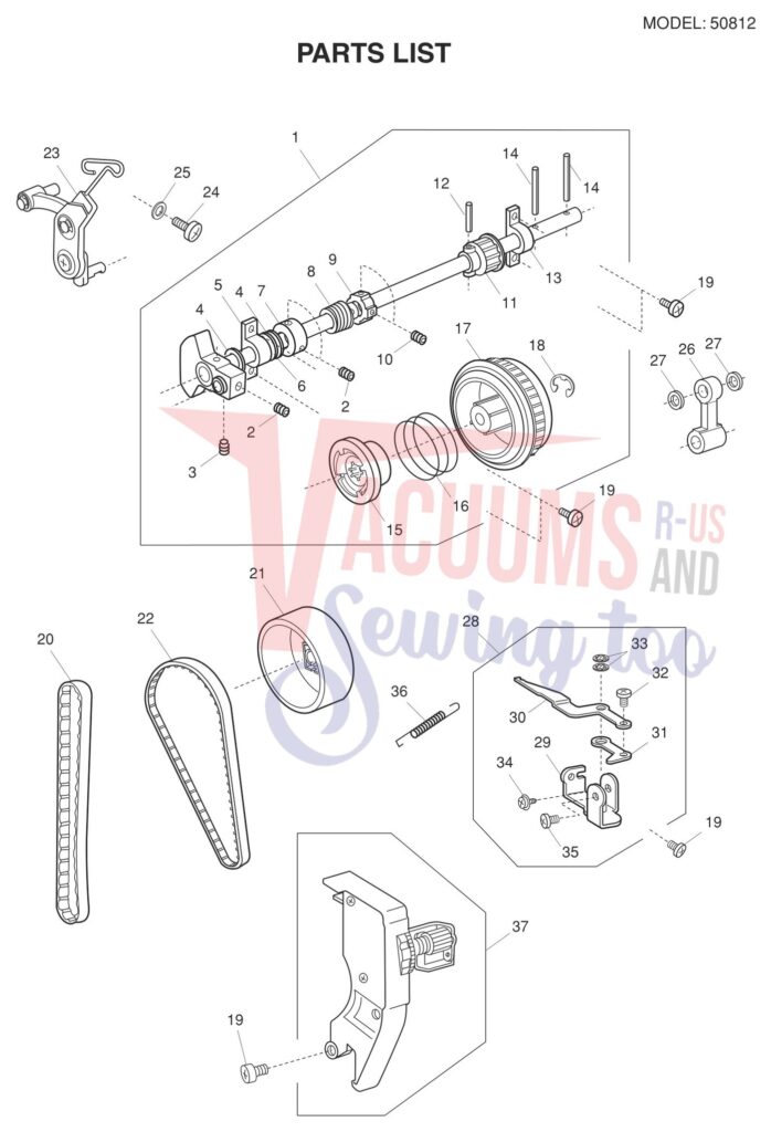 Janome 50812 exploded schematic diagram (page 1)