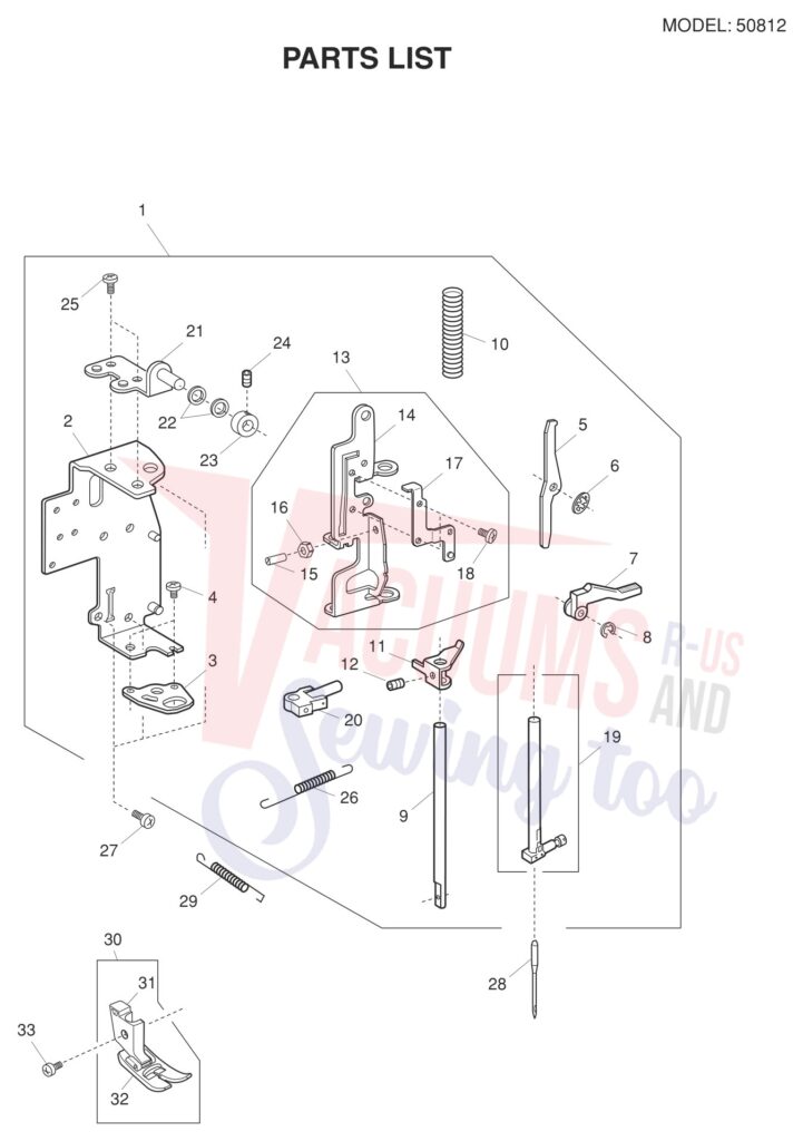Janome 50812 exploded schematic diagram (page 2)