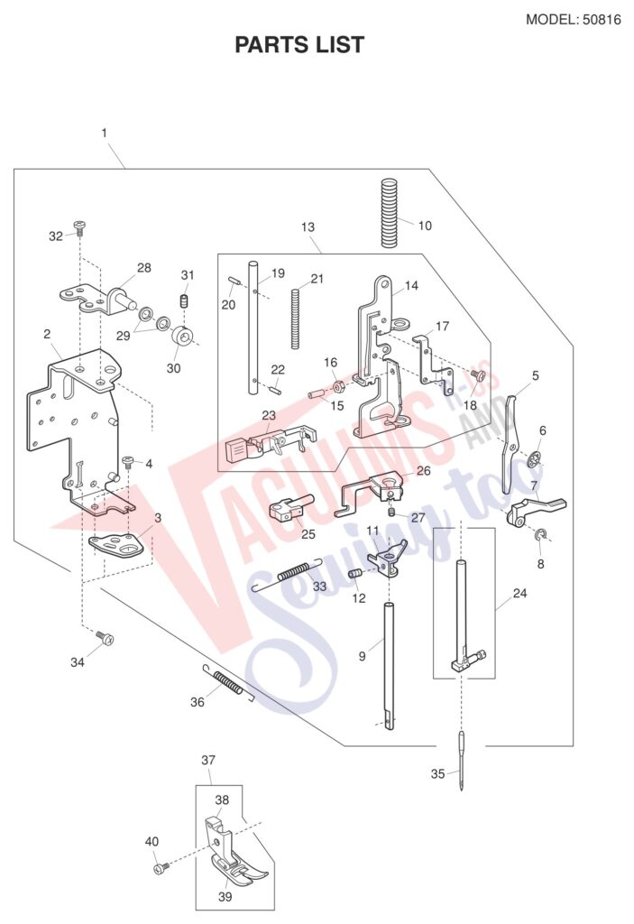 Janome 50816 exploded schematic diagram (page 2)