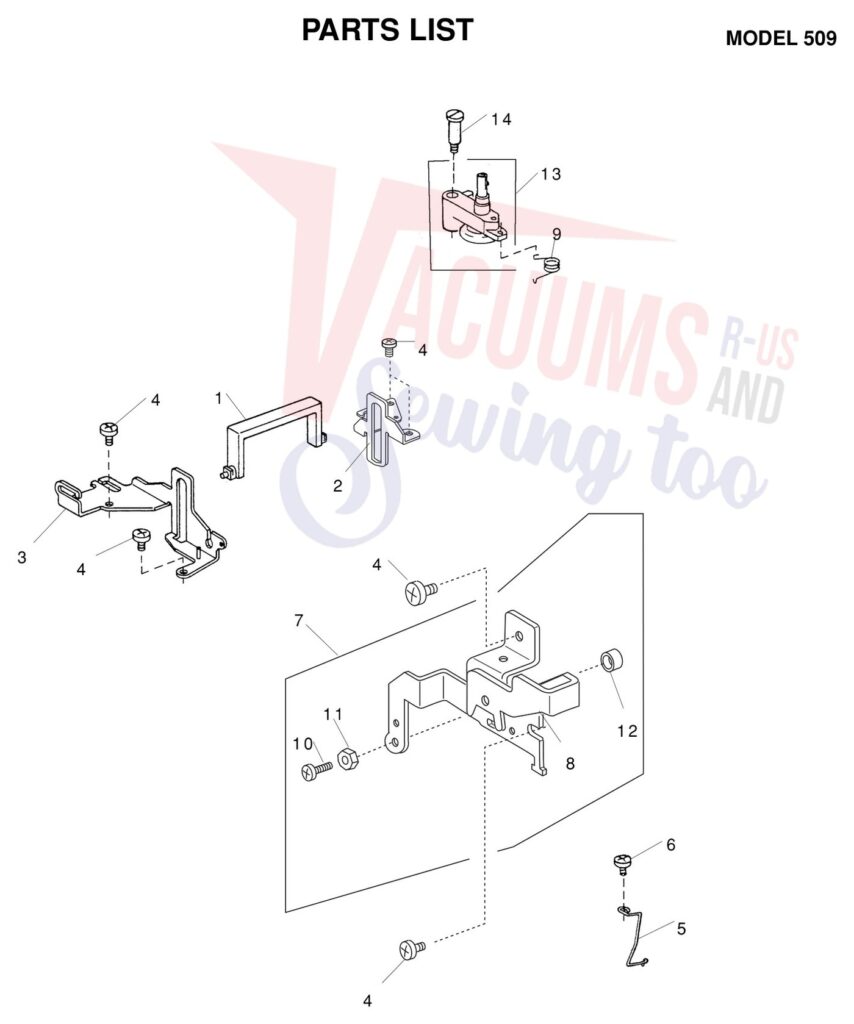 Kirby 509 exploded schematic diagram (page 1)