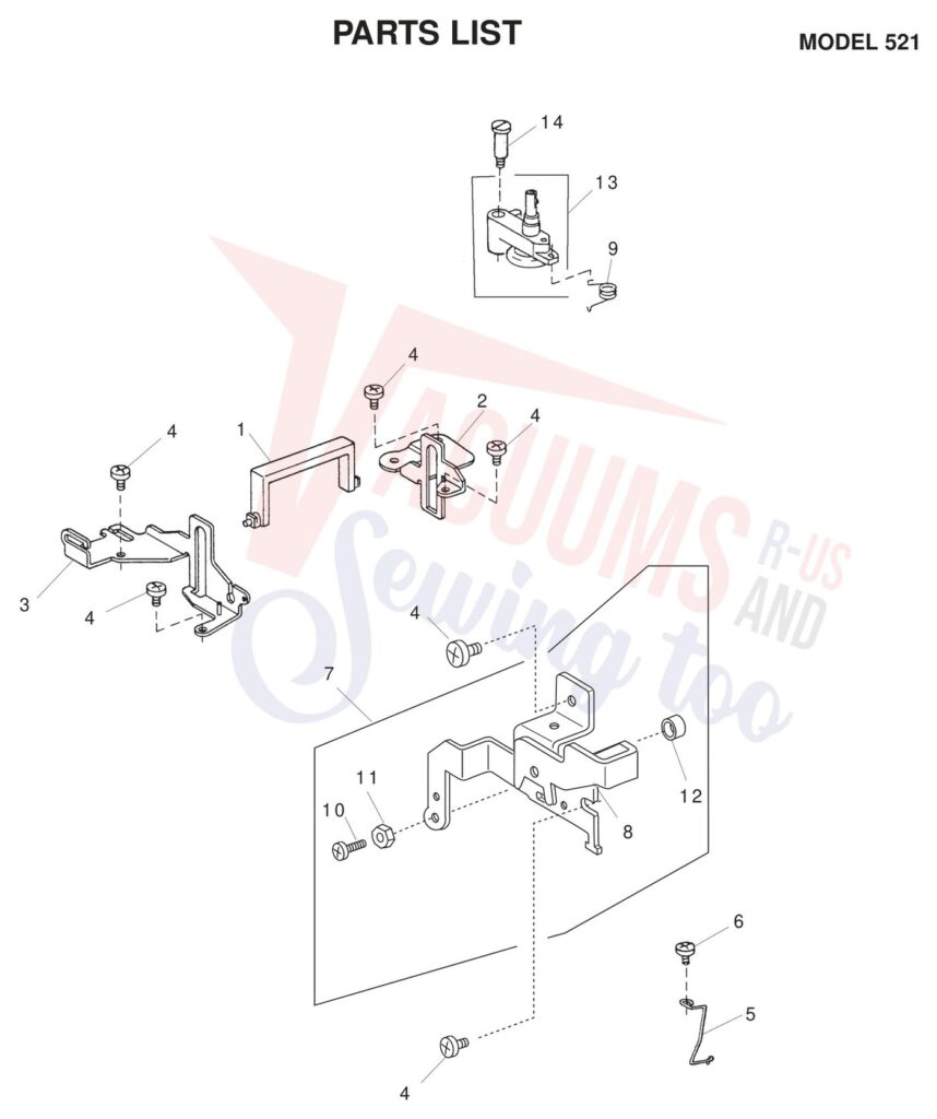 Janome 521 exploded schematic diagram (page 1)