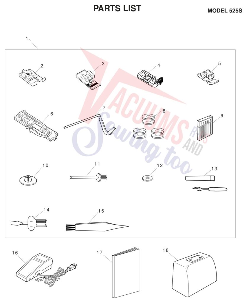 Janome 525S exploded schematic diagram (page 3)