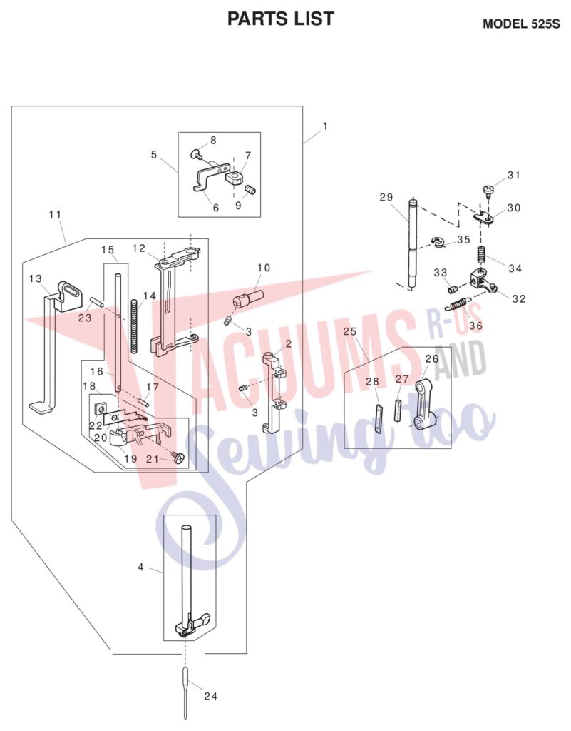 Janome 525S exploded schematic diagram (page 6)