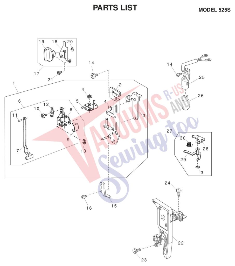Janome 525S exploded schematic diagram (page 7)