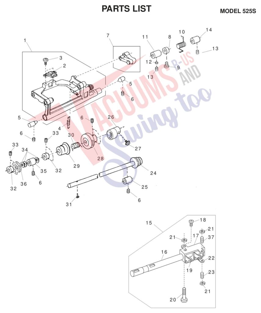 Janome 525S exploded schematic diagram (page 9)