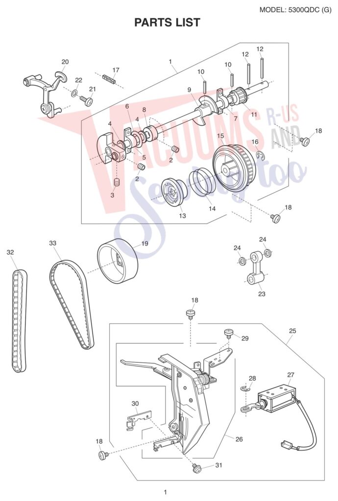 Janome 5300QDC-G exploded schematic diagram (page 1)