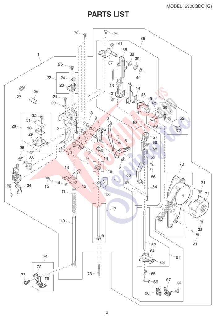 Janome 5300QDC-G exploded schematic diagram (page 2)