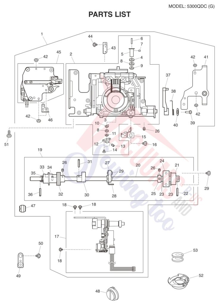 Janome 5300QDC-G exploded schematic diagram (page 3)