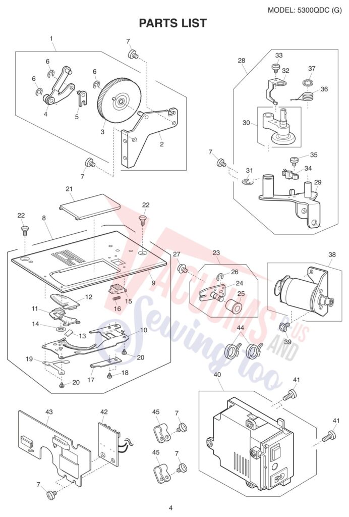 Janome 5300QDC-G exploded schematic diagram (page 4)