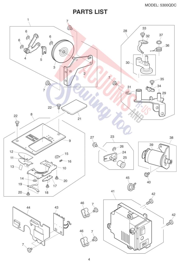 Janome 5300QDC-T exploded schematic diagram (page 4)