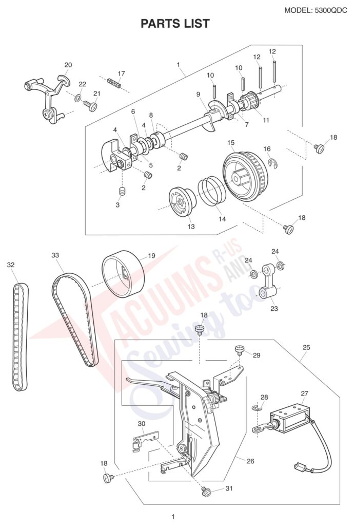 Janome 5300QDC-T V3 exploded schematic diagram (page 1)