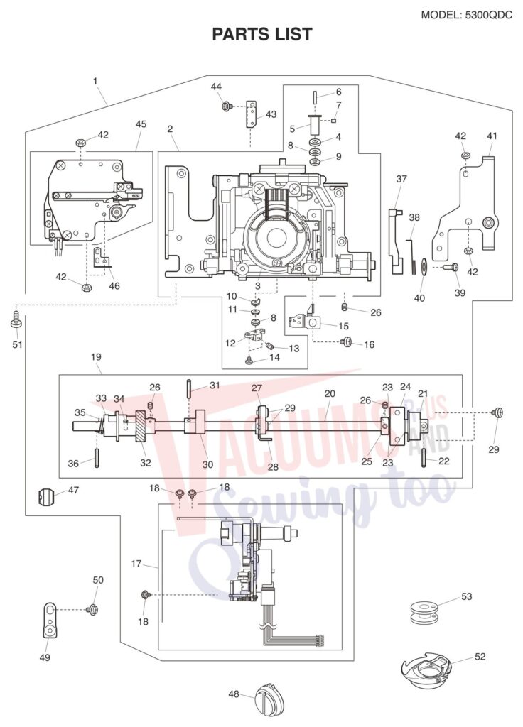 Janome 5300QDC-T V3 exploded schematic diagram (page 3)