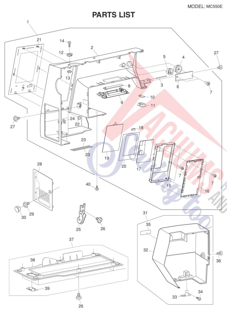 Janome 550E exploded schematic diagram (page 1)