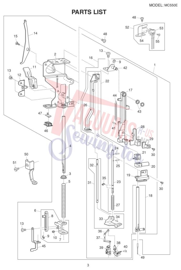 Janome 550E exploded schematic diagram (page 4)