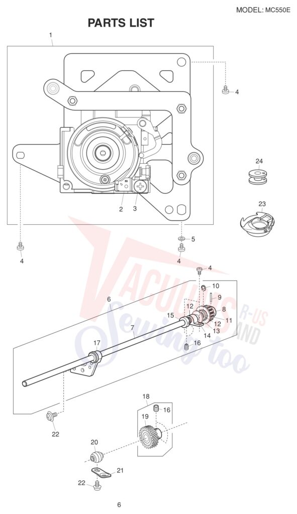Janome 550E exploded schematic diagram (page 7)