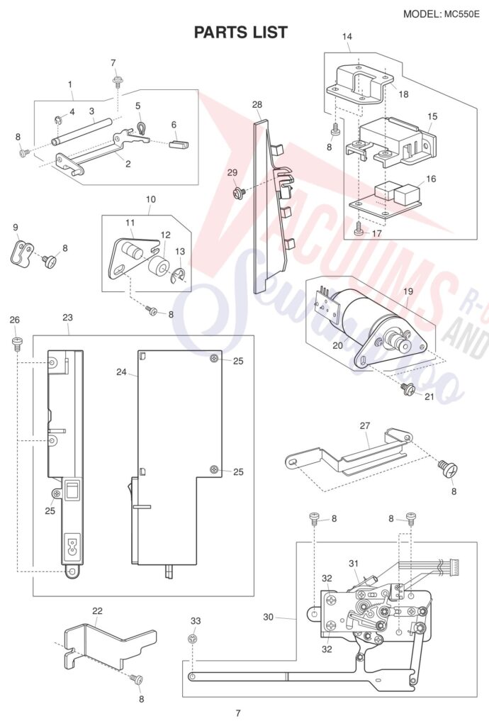 Janome 550E exploded schematic diagram (page 8)