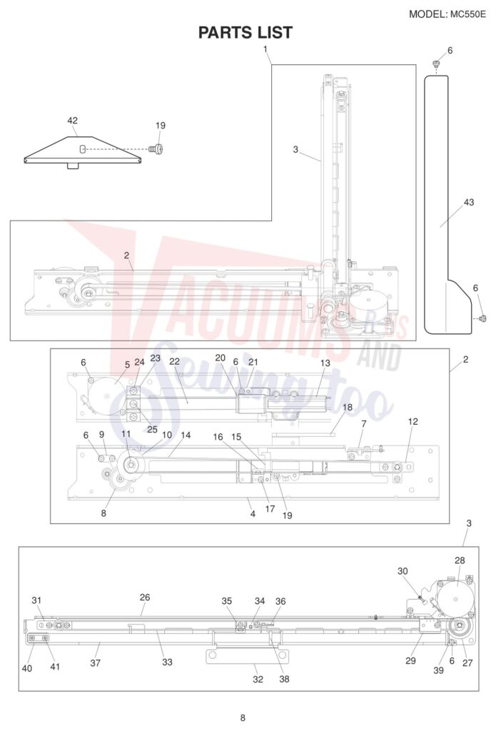 Janome 550E exploded schematic diagram (page 9)