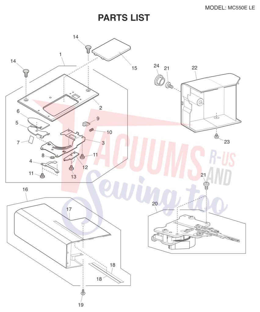 Janome 550ELE exploded schematic diagram (page 3)
