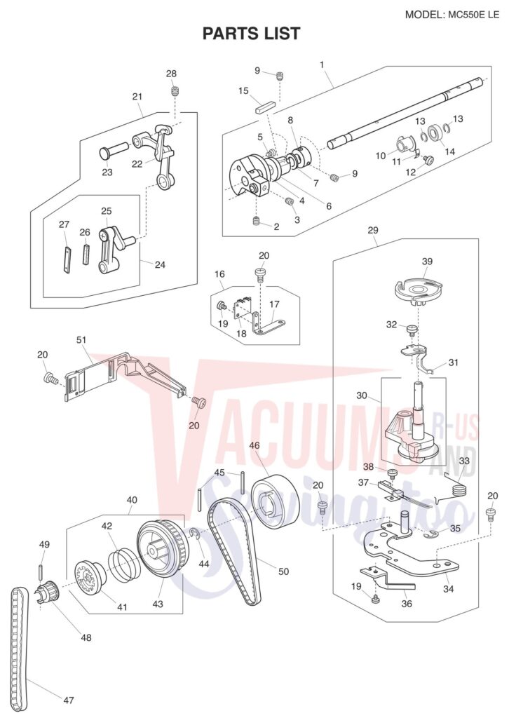 Janome 550ELE exploded schematic diagram (page 5)