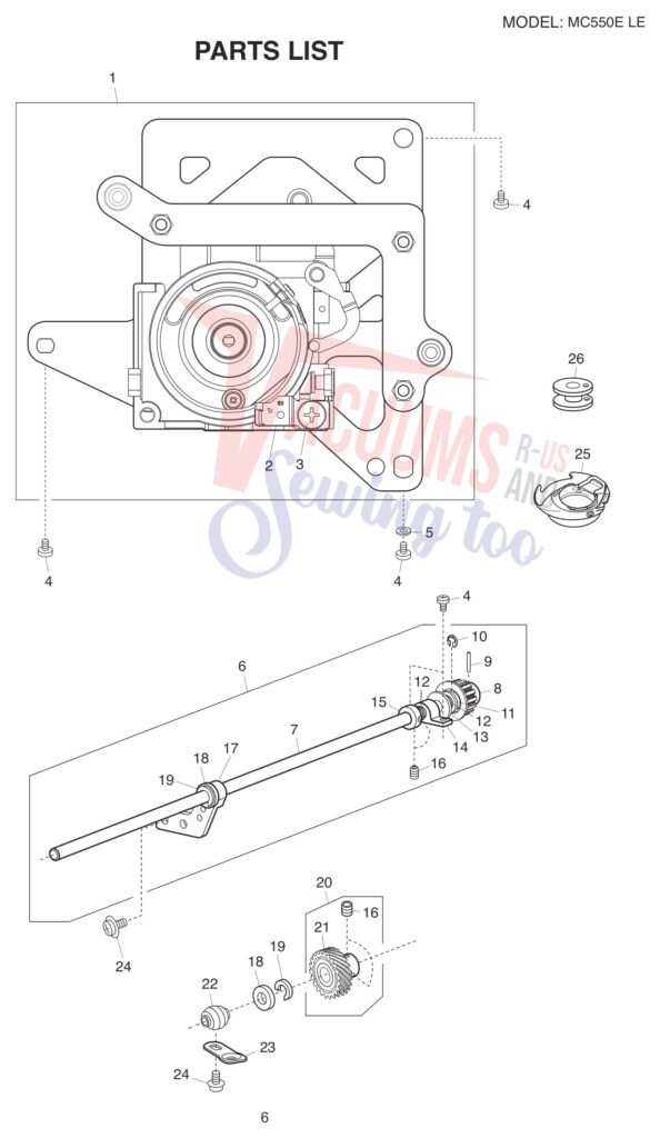 Janome 550ELE exploded schematic diagram (page 7)