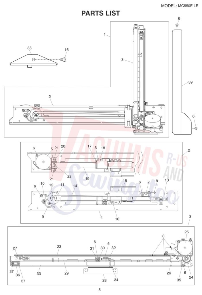 Janome 550ELE exploded schematic diagram (page 9)