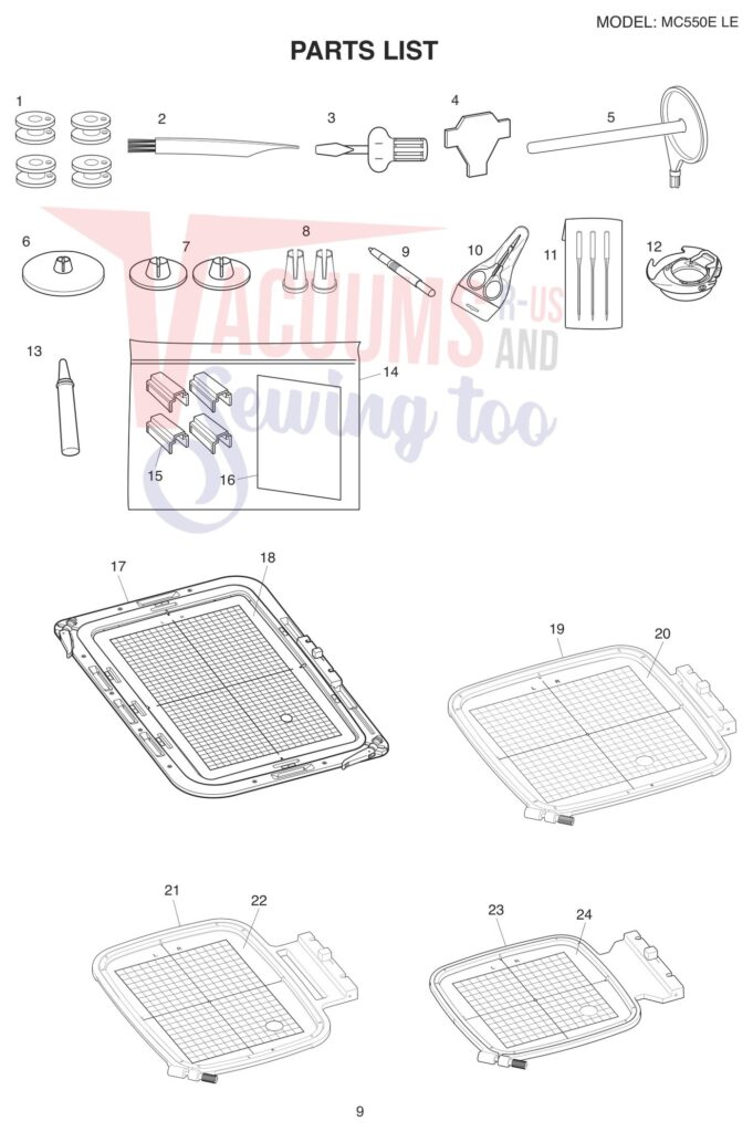 Janome 550ELE exploded schematic diagram (page 10)