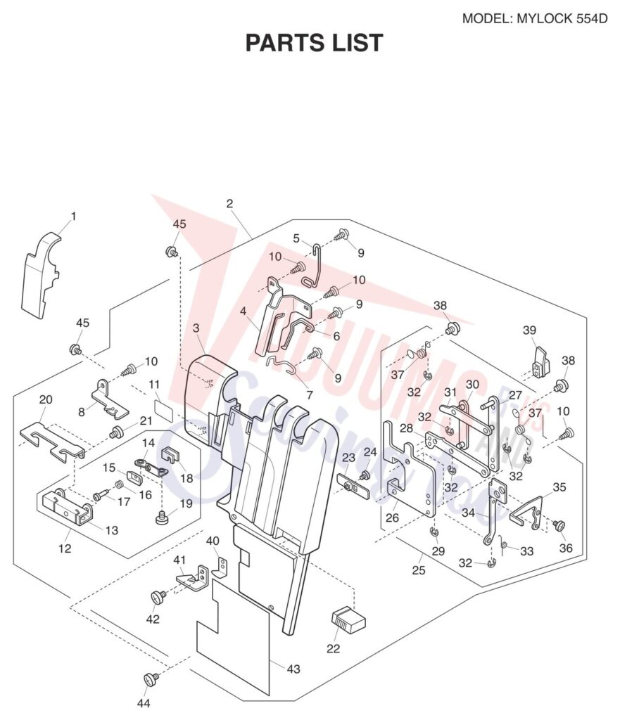 Janome 554D exploded schematic diagram (page 1)