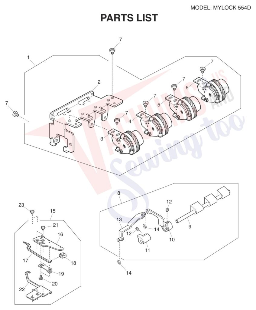 Janome 554D exploded schematic diagram (page 2)