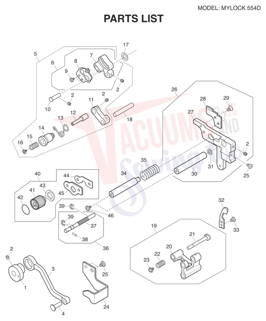 Janome 554D exploded schematic diagram (page 5)