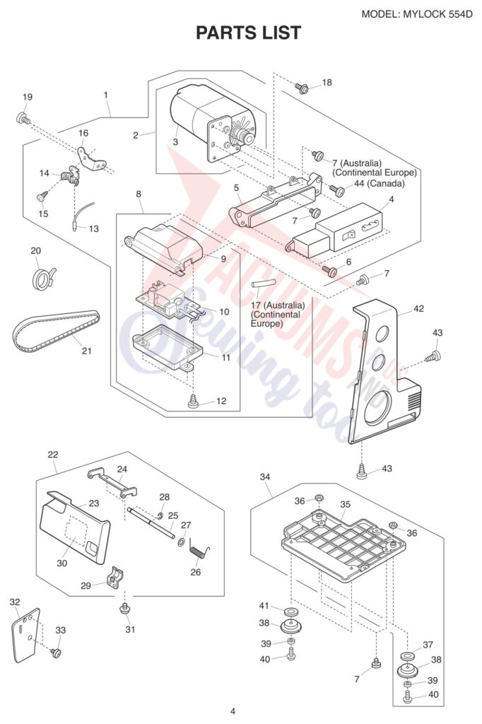 Janome 554D exploded schematic diagram (page 6)