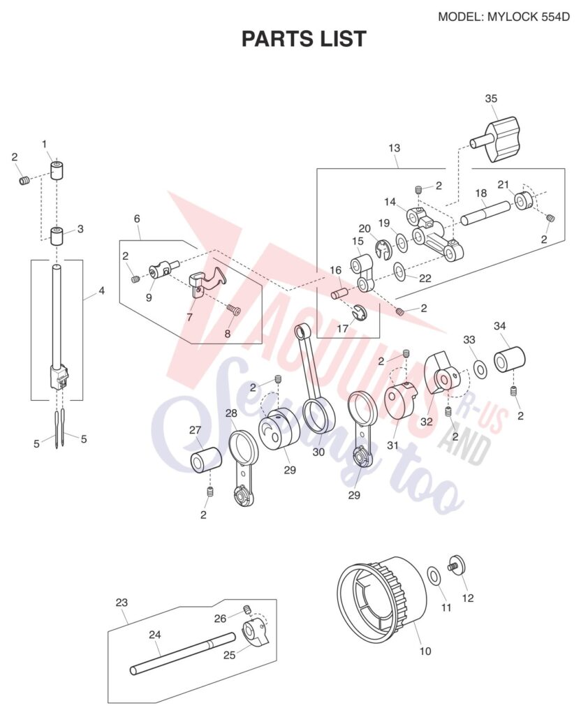 Janome 554D exploded schematic diagram (page 7)