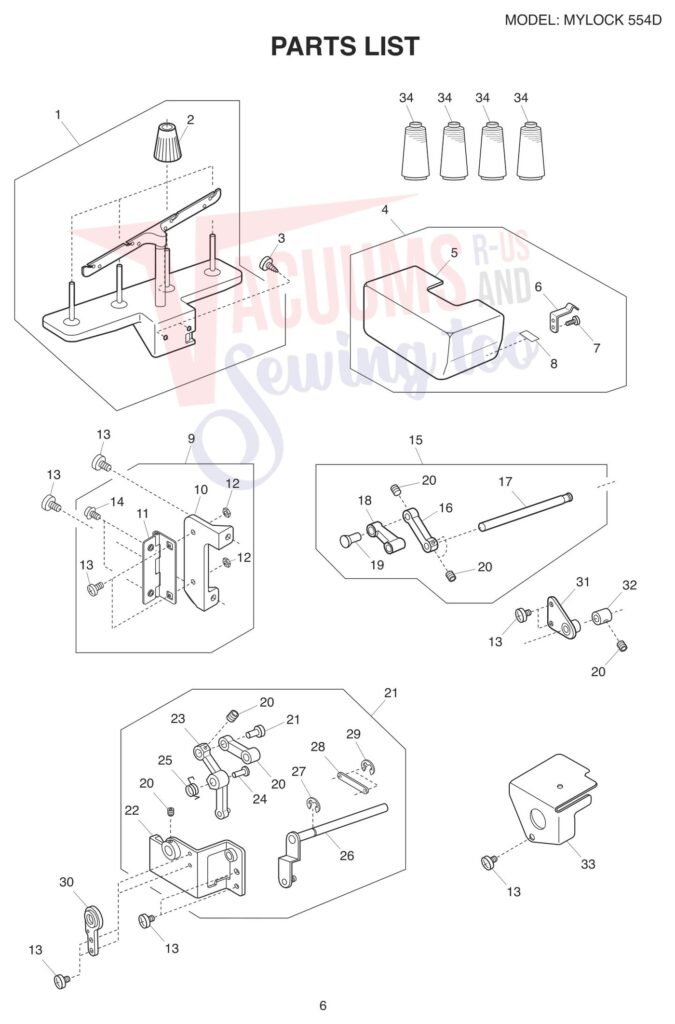 Janome 554D exploded schematic diagram (page 8)